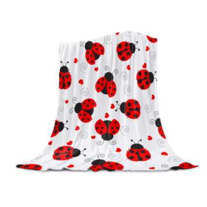 Throw Blanket Ladybug Print