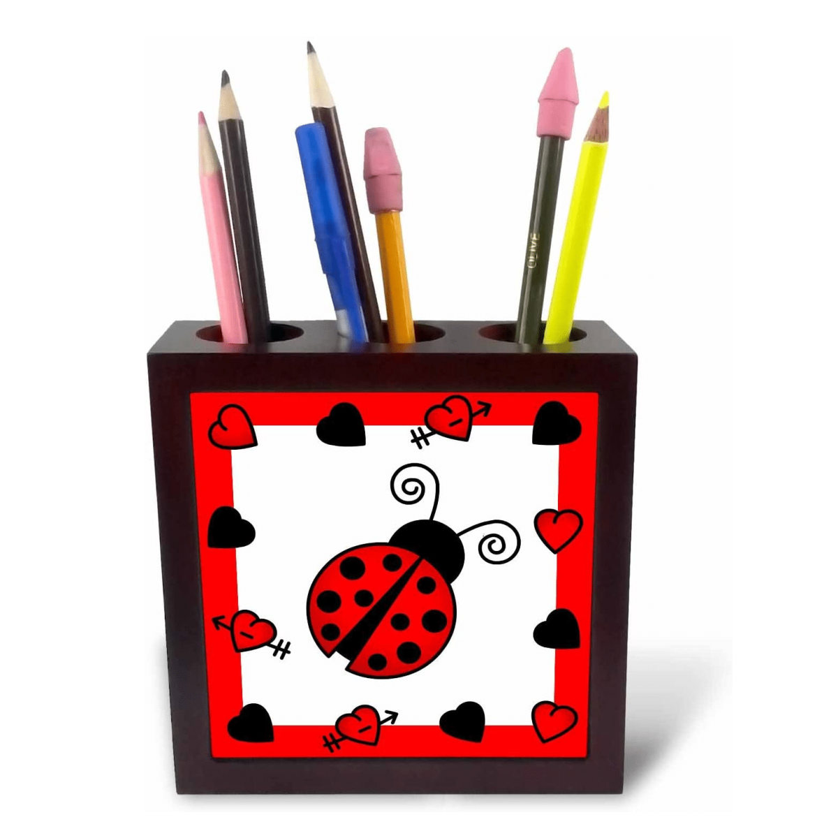 Ladybug Pattern Pencil Pen Holder