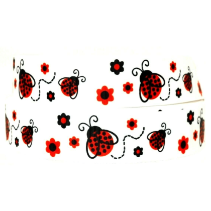 Ladybug Print Grosgrain Ribbon