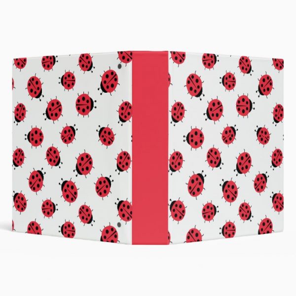 ladybug pattern print 3 ring binder