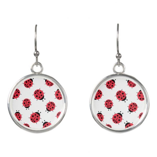 ladybug pattern print earrings